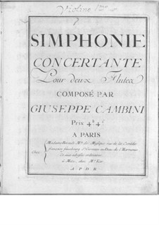 Symphonies Concertantes: First Suite, No.1 for two flutes and orchestra by Giuseppe Maria Cambini