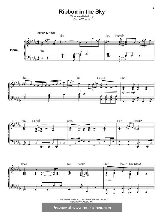 Ribbon in the Sky: Para vocais e piano (ou Guitarra) by Stevie Wonder