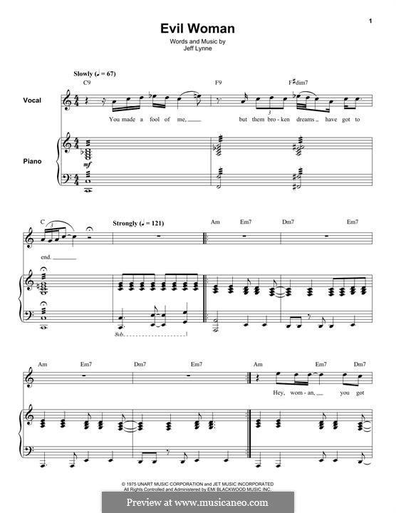 Evil Woman (Electric Light Orchestra): Para vocais e piano (ou Guitarra) by Jeff Lynne