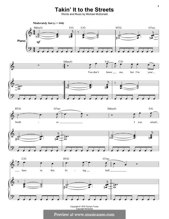 Takin' It to the Streets: Para vocais e piano (ou Guitarra) by Michael McDonald