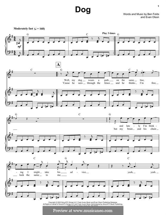 Dog: Para vocais e piano (ou Guitarra) by Ben Folds
