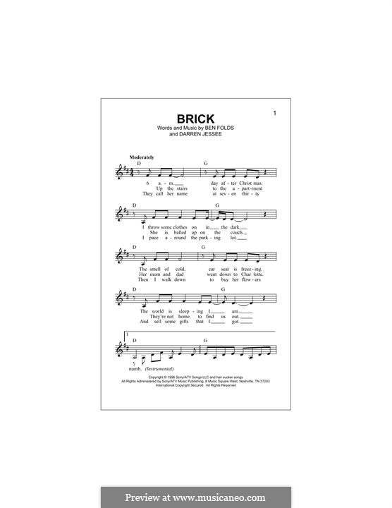 Brick (Ben Folds Five): melodia by Ben Folds, Darren Jessee