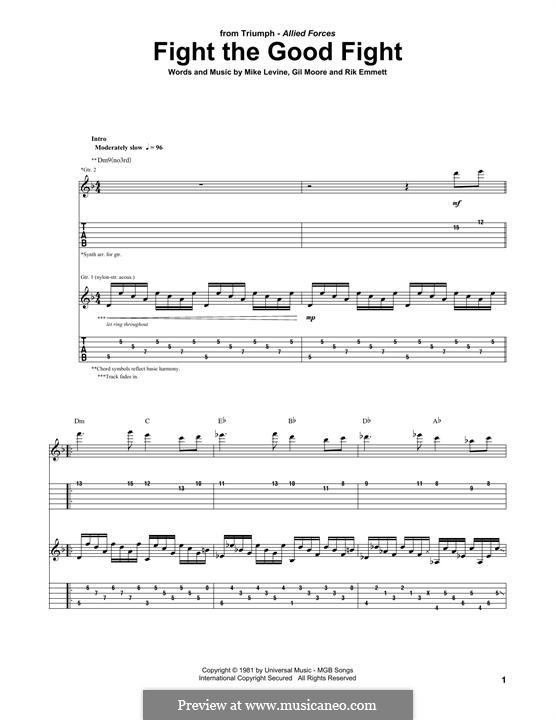 Fight the Good Fight (Triumph): Para guitarra com guia by Gil Moore, Mike Levine, Rik Emmett