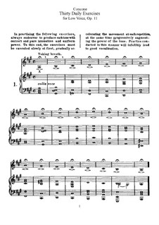 Thirty Daily Exercices, Op.11: For low voice by Giuseppe Concone
