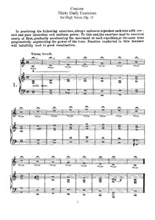 Thirty Daily Exercices, Op.11: para voz alta by Giuseppe Concone