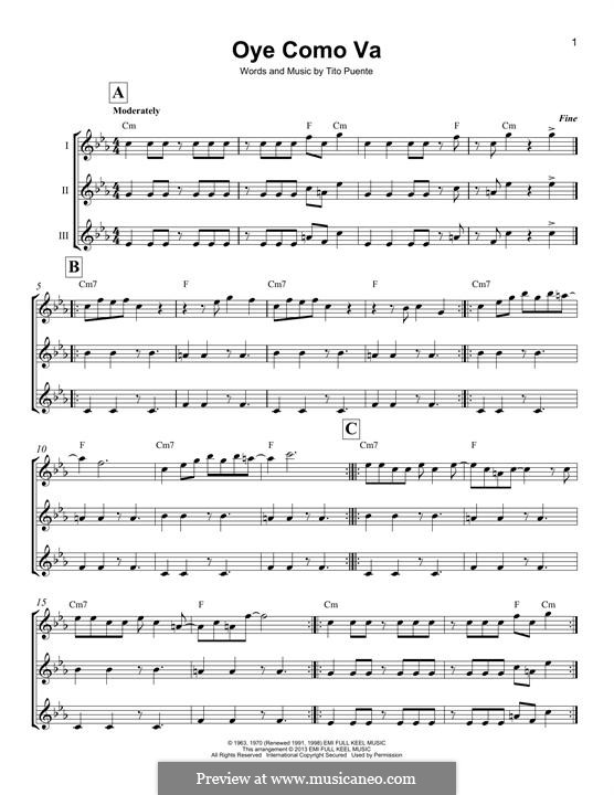 Oye Como Va (Santana): para ukulele by Tito Puente