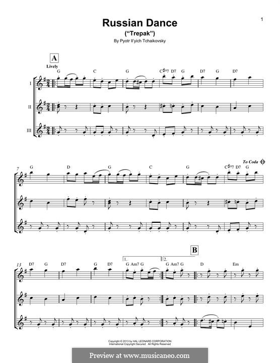 No.4 Russian Dance (Trepak): para ukulele by Pyotr Tchaikovsky
