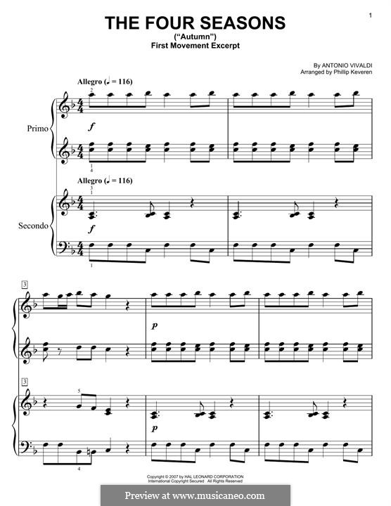 Violin Concerto No.3 in F Major 'L'autunno', RV 293: Para Piano by Antonio Vivaldi
