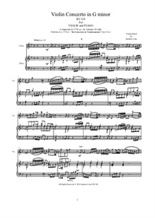 Six Violin Concertos, Op.6: Concerto No.1 in G Minor. Version for violin and piano, RV 324 by Antonio Vivaldi