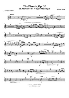 Mercury, the Winged Messenger: Clarinete em Bb 1 (parte transposta) by Gustav Holst