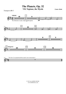 Neptune, the Mystic: Trumpet in Bb 3 (transposed part) by Gustav Holst