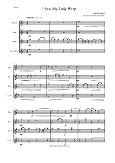 I saw my lady weep: For flute quartet (piccolo, 2 flutes, alto flute) by John Dowland