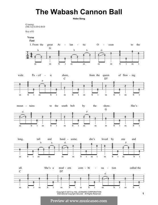 The Wabash Cannon Ball: For banjo by folklore