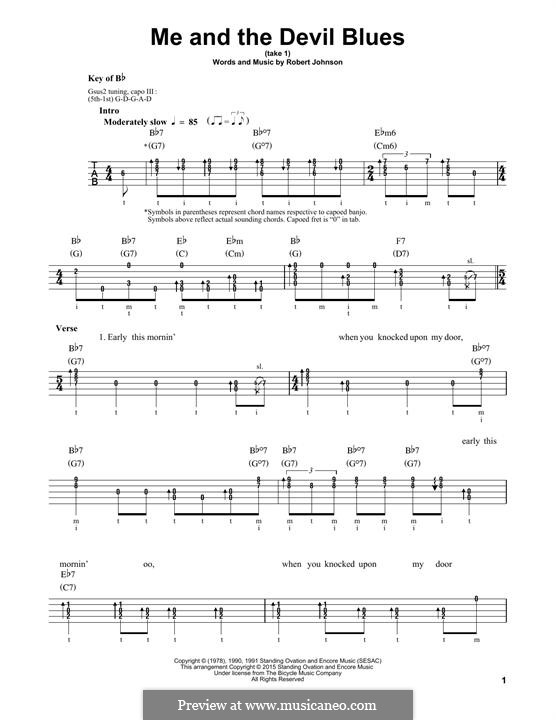 Me and the Devil Blues (Eric Clapton): For banjo by Robert Leroy Johnson