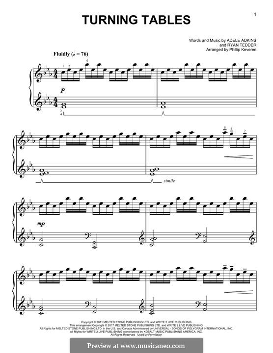 Turning Tables: Para Piano by Adele, Ryan B Tedder