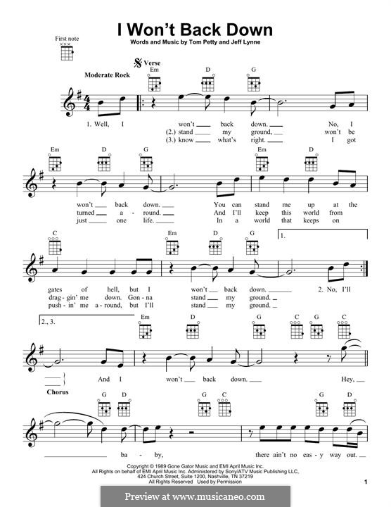 I Won't Back Down: para ukulele by Jeff Lynne