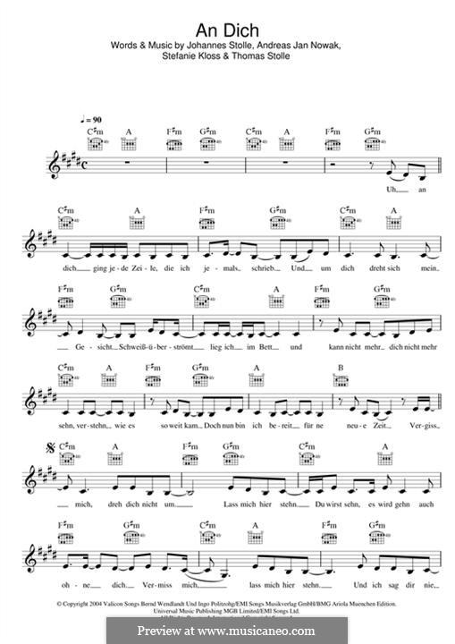 An Dich (Silbermond): melodia by Johannes Stolle, Thomas Stolle, Andreas Jan Nowak, Stefanie Kloss