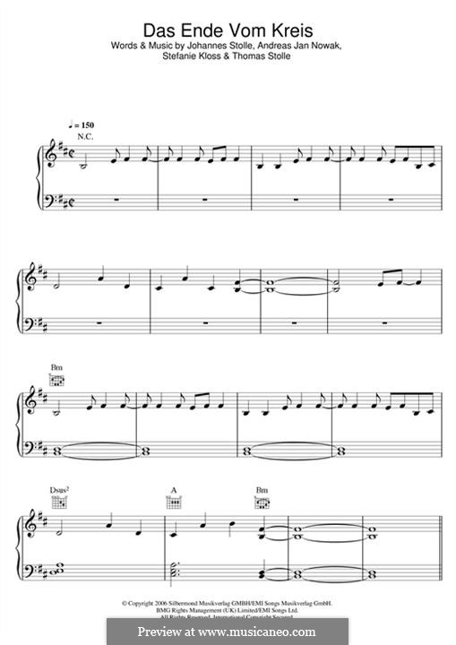 Das Ende Vom Kreis (Silbermond): Para vocais e piano (ou Guitarra) by Johannes Stolle, Thomas Stolle, Andreas Jan Nowak, Stefanie Kloss