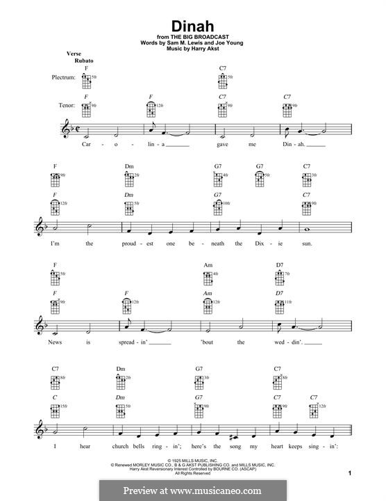 Dinah (Bing Crosby): For banjo by Harry Akst