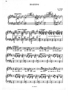 Bolero for Soprano Solo and Orchestra, Op.17: Version for soprano solo and piano by César Cui