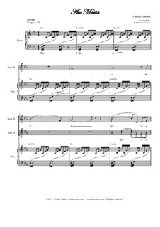 Ave Maria: Duet for soprano and tenor solo - medium/low key by Johann Sebastian Bach, Charles Gounod