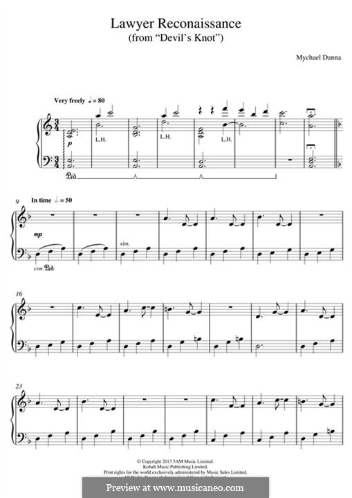Lawyer Reconnaissance (from 'Devil's Knot'): Para Piano by Mychael Danna