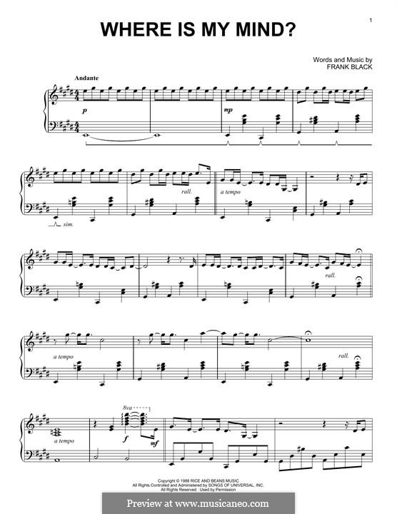 Where Is My Mind (The Pixies): Para Piano by Black Francis