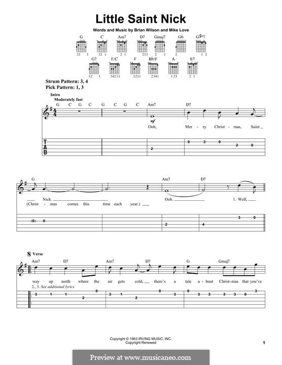Little Saint Nick (The Beach Boys): Para guitarra com guia by Brian Wilson, Mike Love