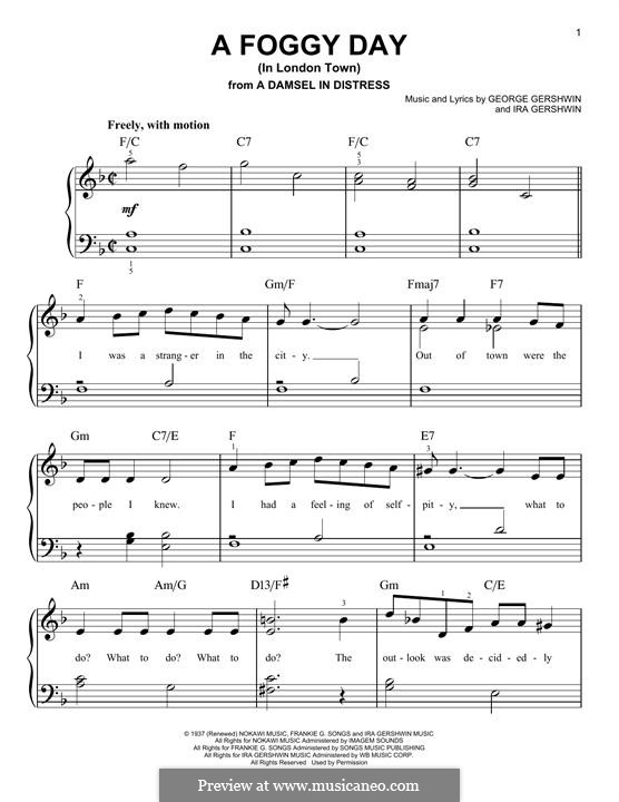 A Foggy Day (In London Town): Para Piano by George Gershwin