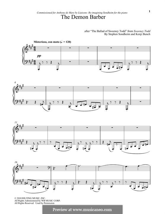 The Demon Barber: Para Piano by Stephen Sondheim