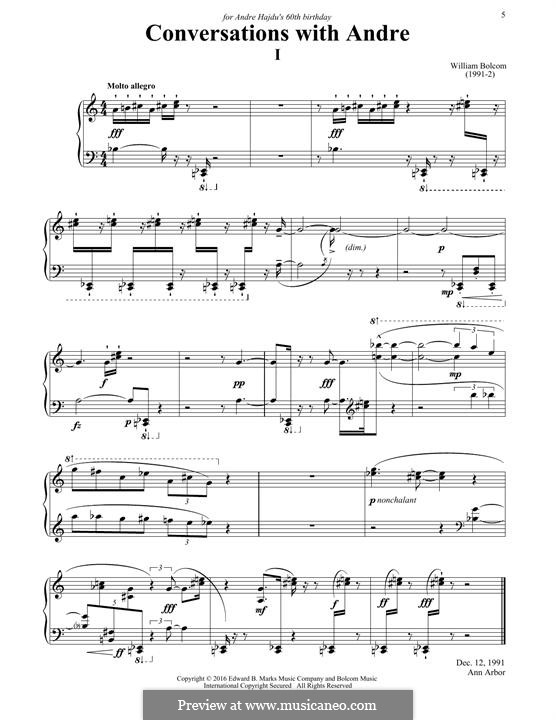 Conversations with Andre: Para Piano by William Bolcom