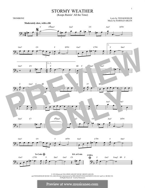 Stormy Weather (Lena Horne): para trombone by Harold Arlen