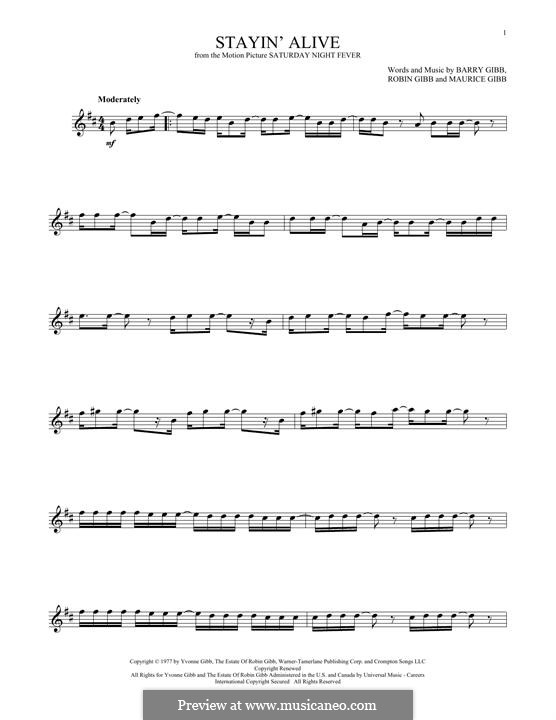 Stayin' Alive (The Bee Gees): para saxofone tenor by Barry Gibb, Maurice Gibb, Robin Gibb