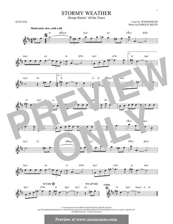 Stormy Weather (Lena Horne): para Saxofone Alto by Harold Arlen