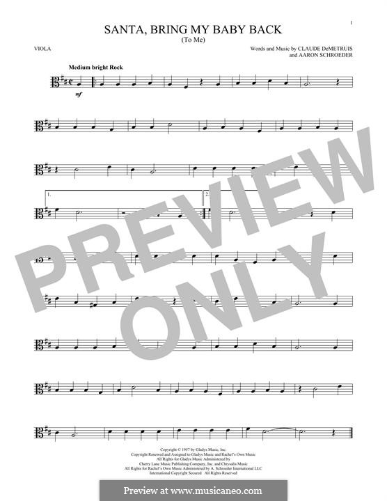 Santa, Bring My Baby Back (To Me): para viola by Aaron Schroeder, Claude DeMetrius