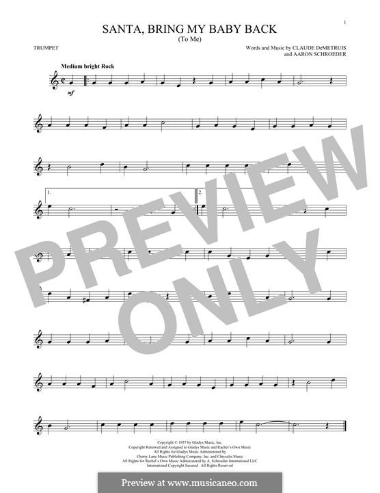 Santa, Bring My Baby Back (To Me): para trompeta by Aaron Schroeder, Claude DeMetrius