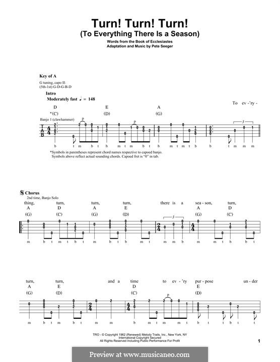 Turn! Turn! Turn! (To Everything There Is a Season): For banjo by Pete Seeger