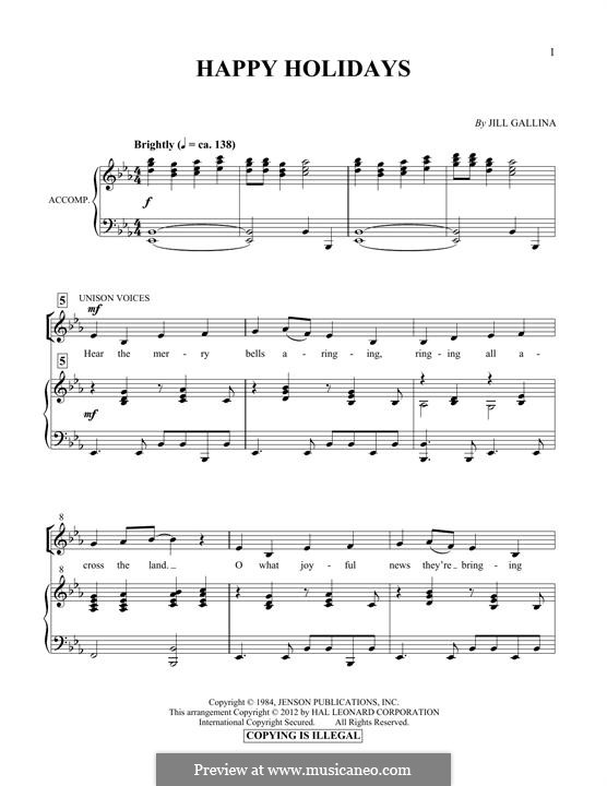 Happy Holidays: Para vocais e piano by Jill Gallina