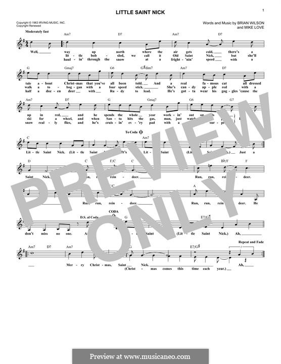 Little Saint Nick (The Beach Boys): melodia by Brian Wilson, Mike Love