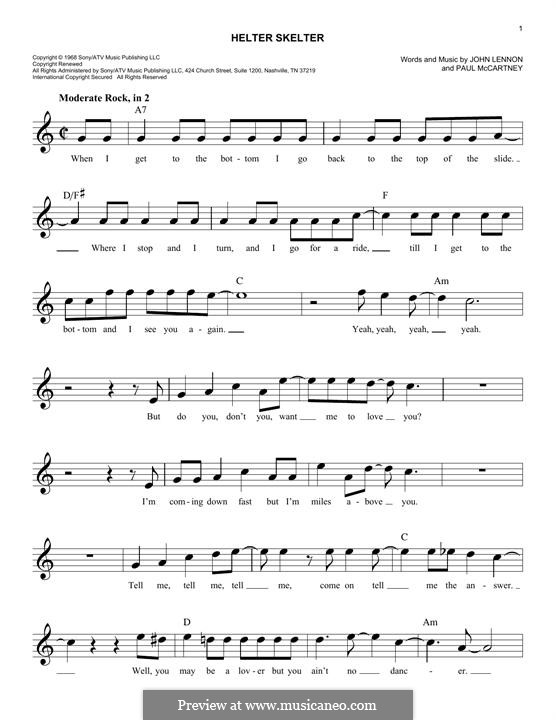 Helter Skelter (The Beatles): melodia by John Lennon, Paul McCartney
