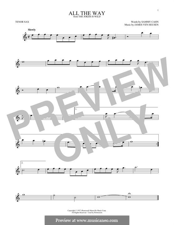 All the Way (Frank Sinatra): para saxofone tenor by Jimmy Van Heusen