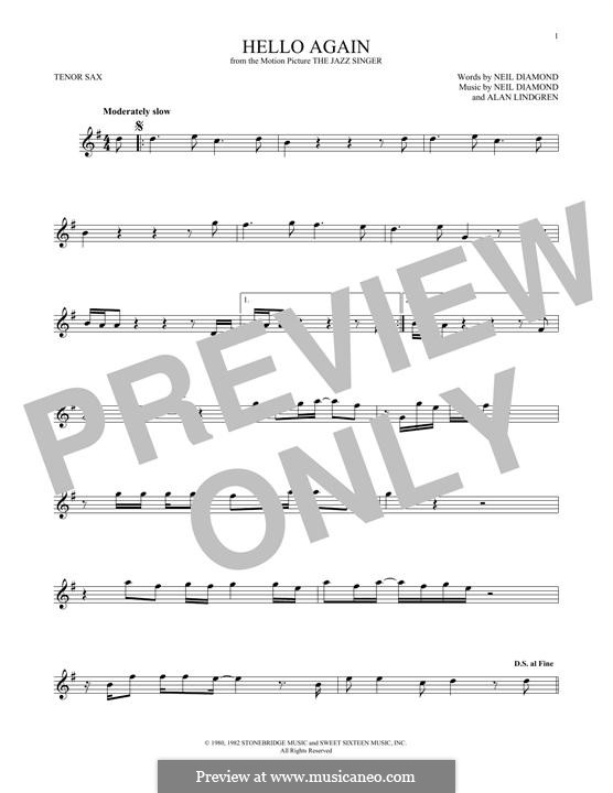 Hello Again: para saxofone tenor by Alan Lindgren