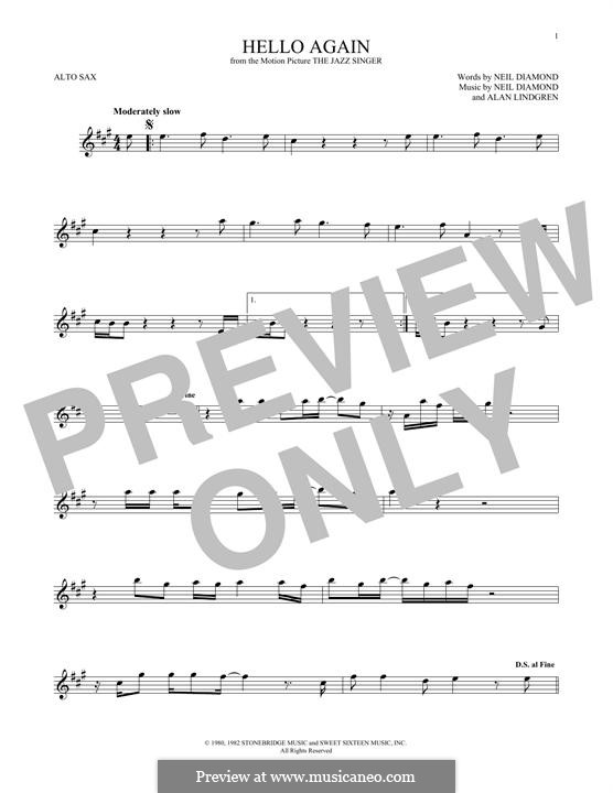 Hello Again: para Saxofone Alto by Alan Lindgren