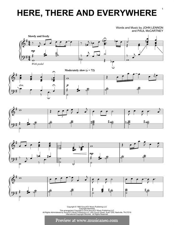 Here, There and Everywhere (The Beatles): For piano (jazz version) by John Lennon, Paul McCartney