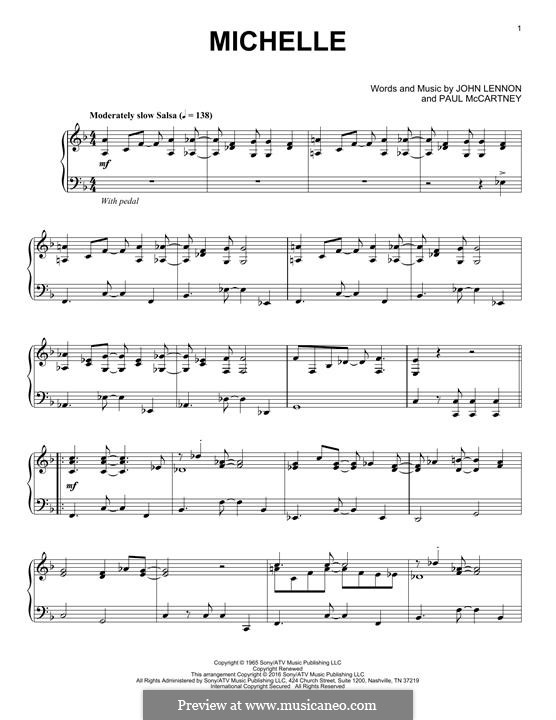 Michelle (The Beatles), for One Instrument: For piano (jazz version) by John Lennon, Paul McCartney