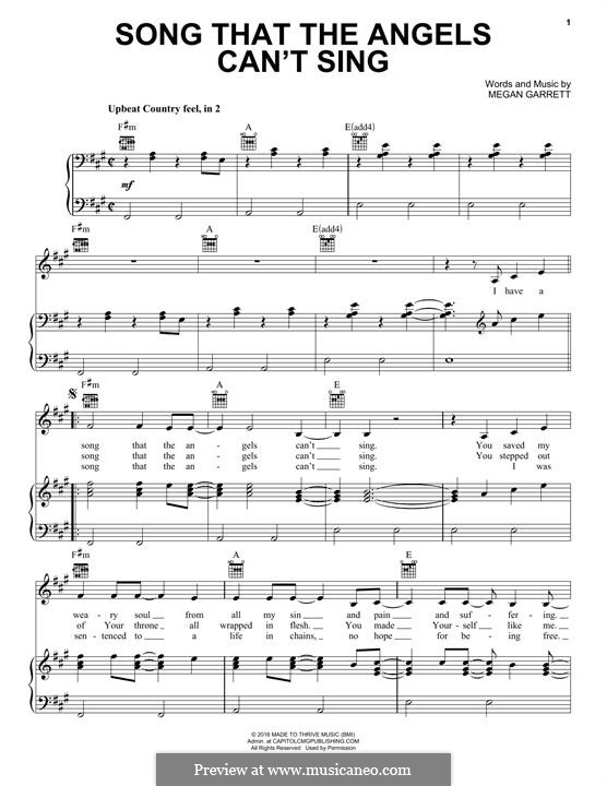 Song That the Angels Can't Sing (Casting Crowns): Para vocais e piano (ou Guitarra) by Megan Garrett