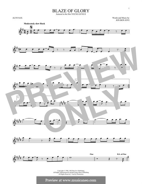 Blaze of Glory (Bon Jovi): para Saxofone Alto by Jon Bon Jovi