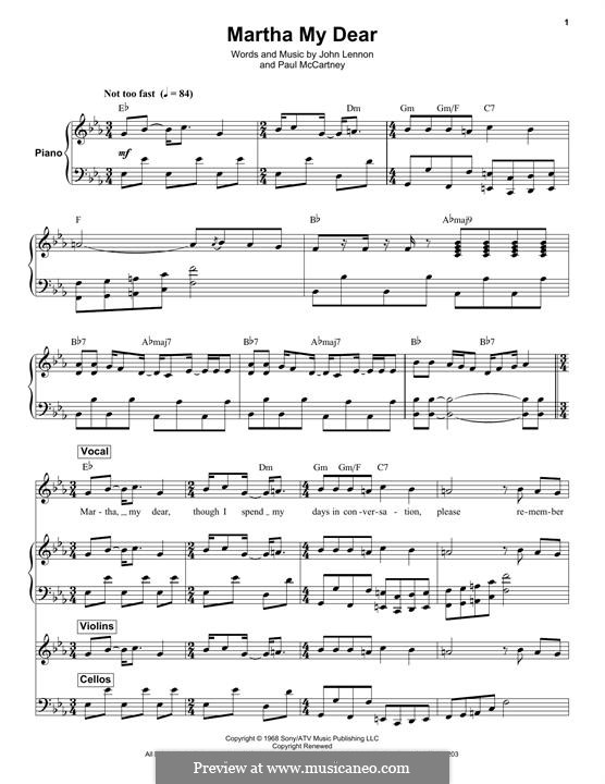 Martha My Dear (The Beatles): Para vocais e piano by John Lennon, Paul McCartney
