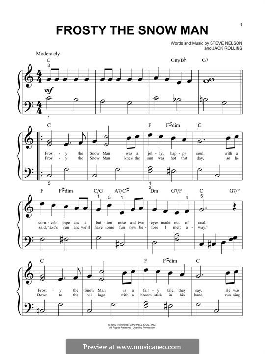 Frosty the Snow Man, for Piano: Versão Facil by Jack Rollins, Steve Nelson