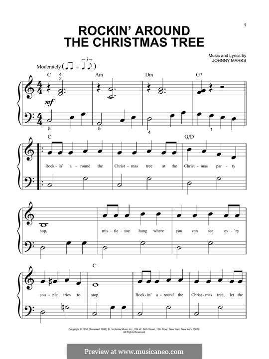 Rockin' Around the Christmas Tree: Para Piano by Johnny Marks